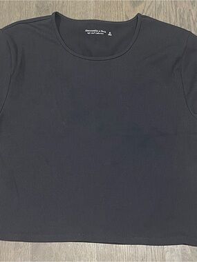 Abercrombie & Fitch Dark Grey Ribbed Short Sleeve Top
